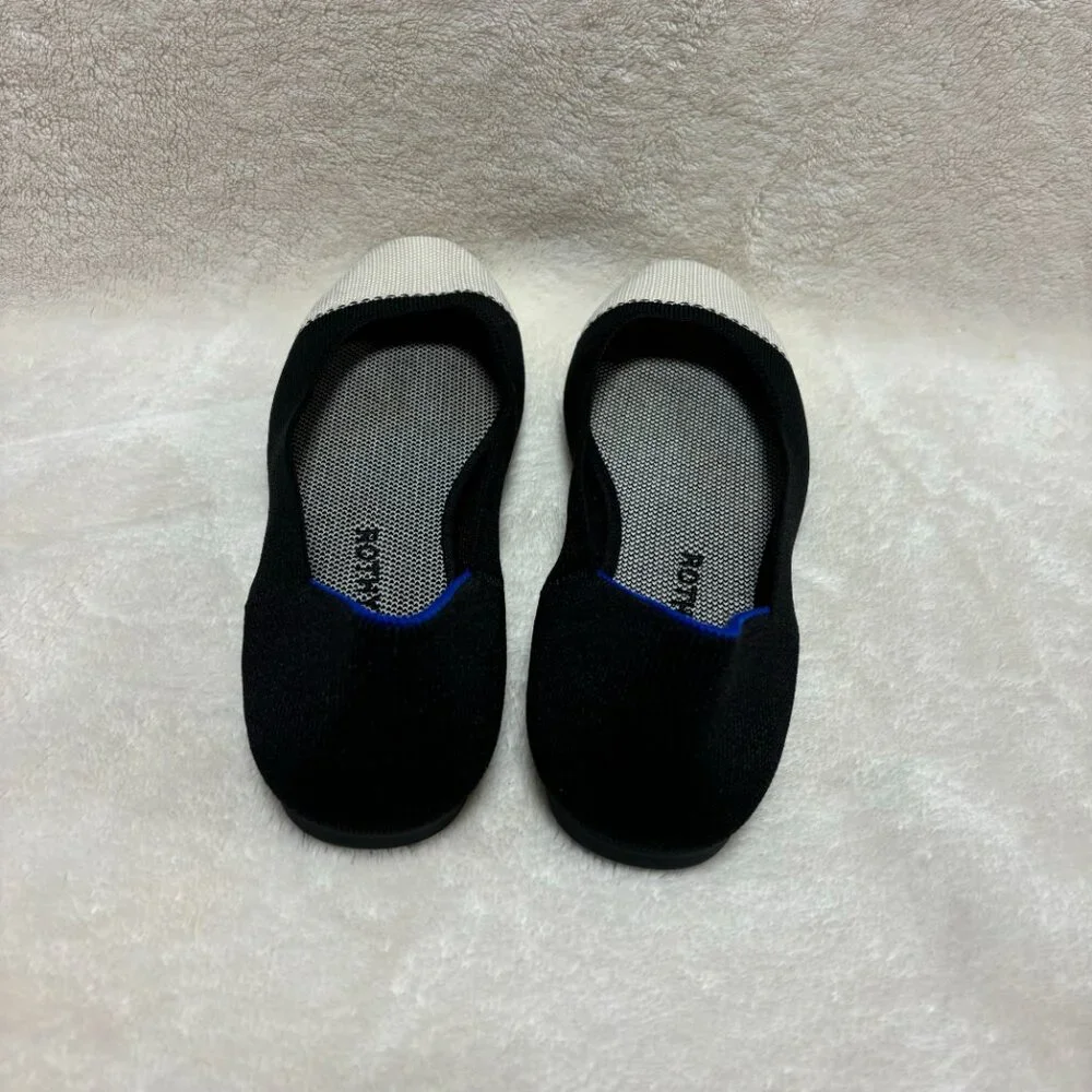 Rothy’s Womens The Square in Moonlight‎ (Cream) Cap-Toe and Black Size US 10.5